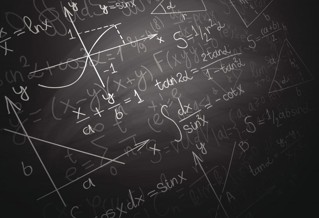 Physics formulas on a blackboard