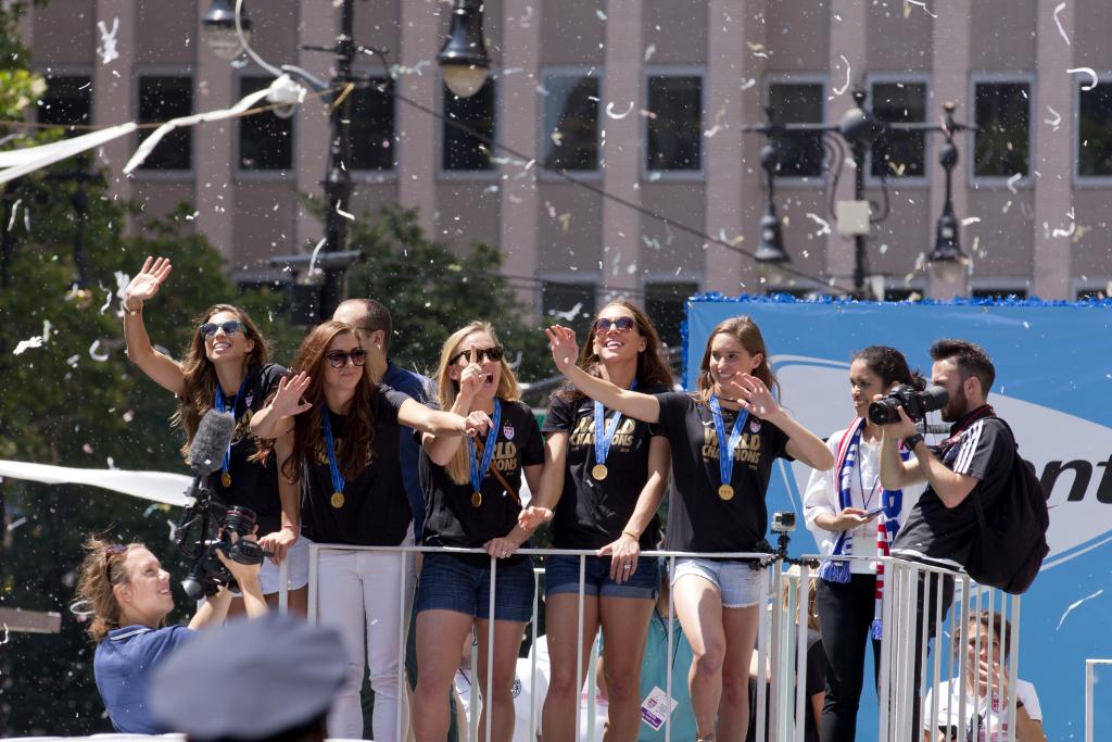 Women's Soccer World Cup players celebrate their victory