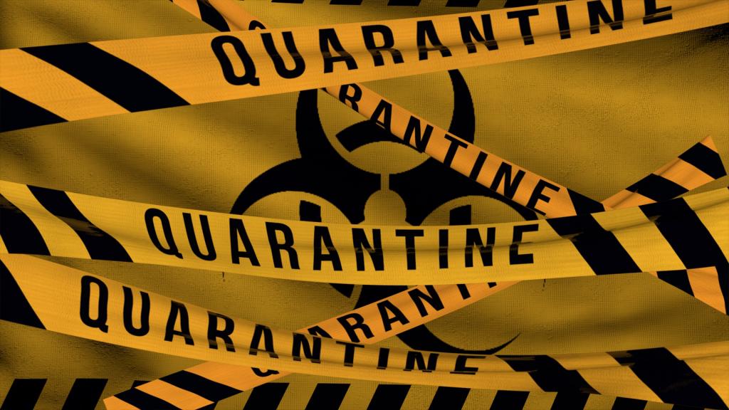 Biohazard sign and quarantine written over it