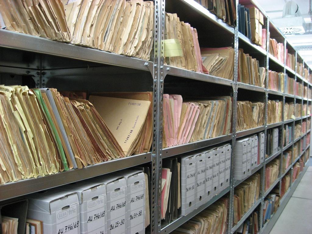 Institution archive image with folders 