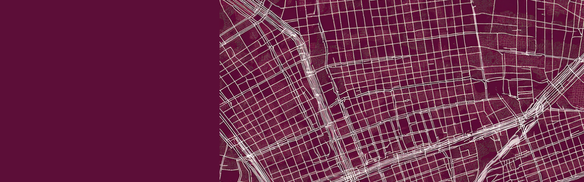 Invented archive map on burgundy backround