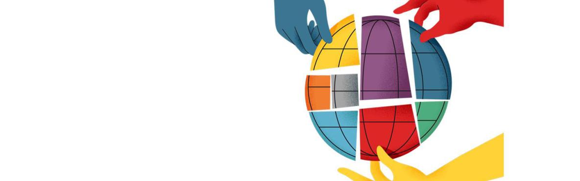 Hands splitting the world