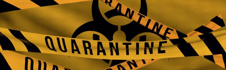 Biohazard sign and quarantine written over it