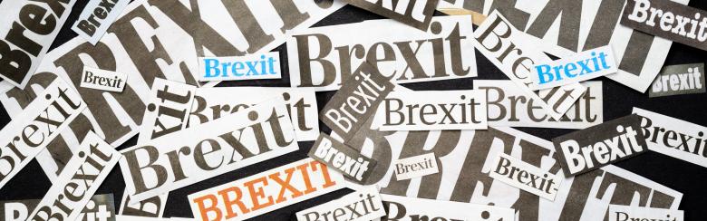 Newspaper cuttings scattered of the word Brexit