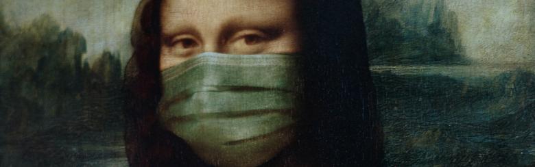 Image of the Mona Lisa with a face mask