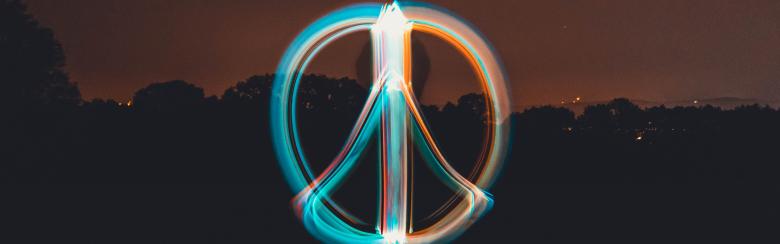 peace symbol in light with long exposure