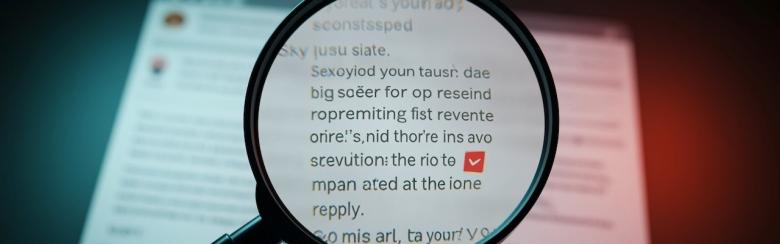 Magnifying glass examining a post