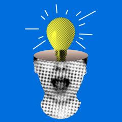 Light bulb and head collage